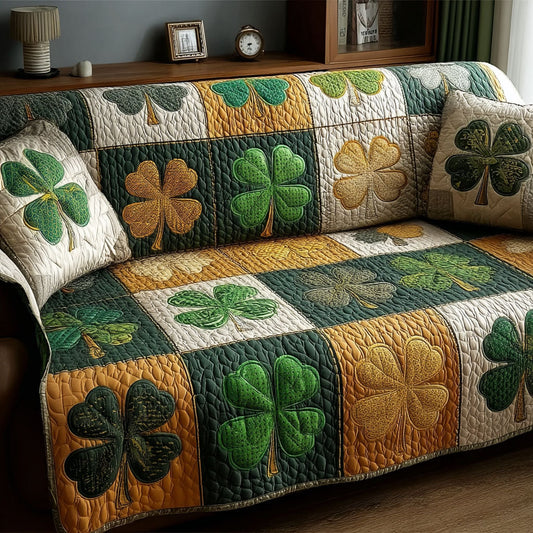 Emerald Shamrock Quilted Sofa Cover NCU0NTD1368