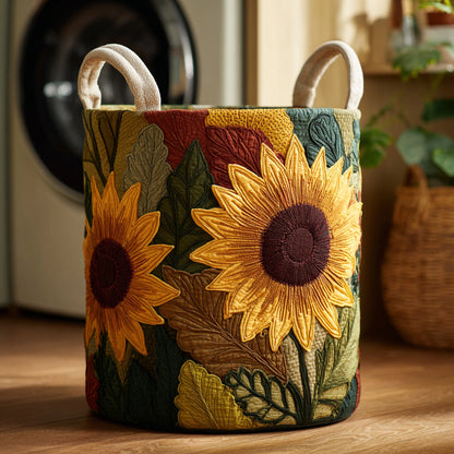 Emerald Sunflower Quilted Laundry Basket NCU0HNH635