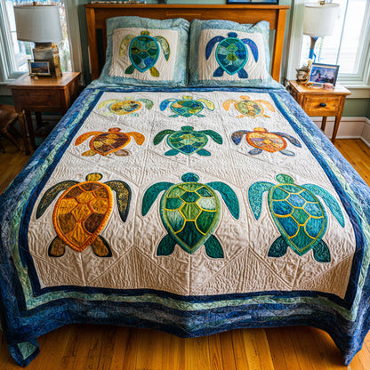 Emerald Turtle Panel Quilted Blanket NCU0LDH792