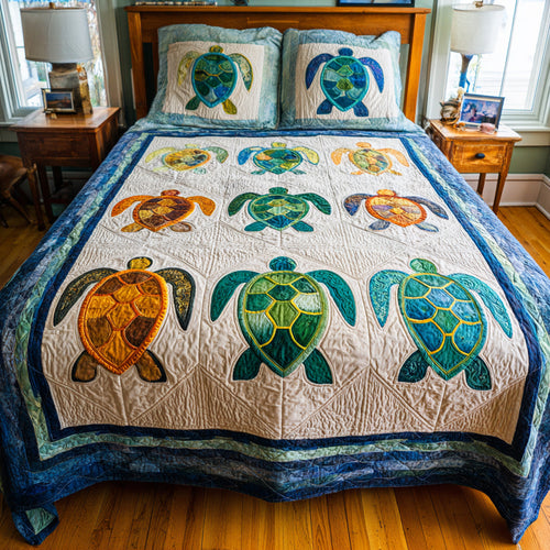 Emerald Turtle Panel Quilted Blanket NCU0LDH792