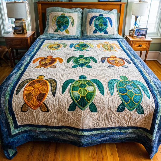 Emerald Turtle Panel Quilted Blanket NCU0LDH792