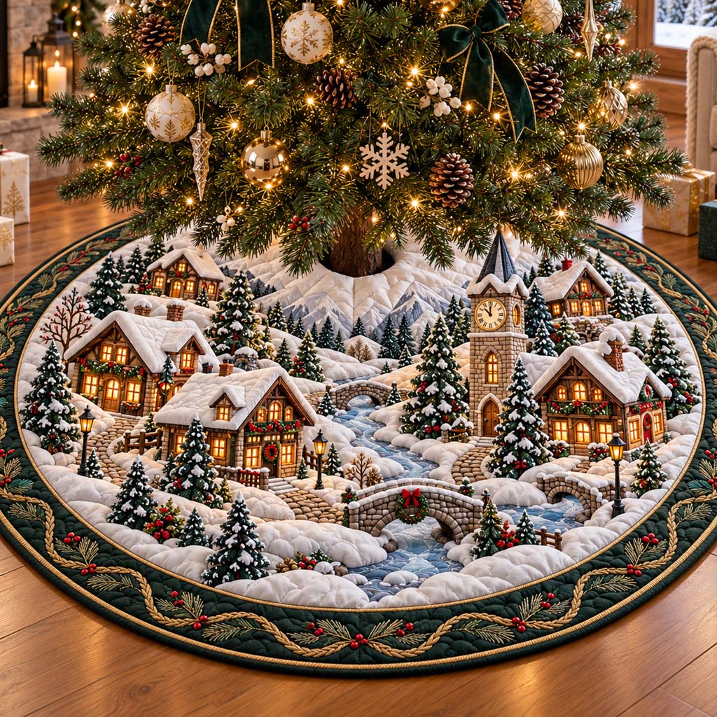 Emerald Village Christmas Quilted Tree Skirt NCU0HNH1273