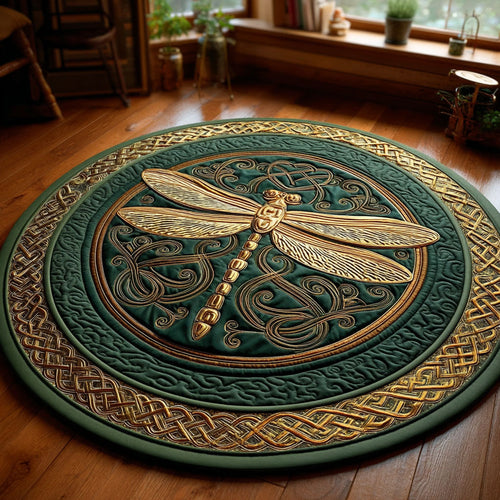 Emerald Whisper Quilted Round Mat NCU0NTV544