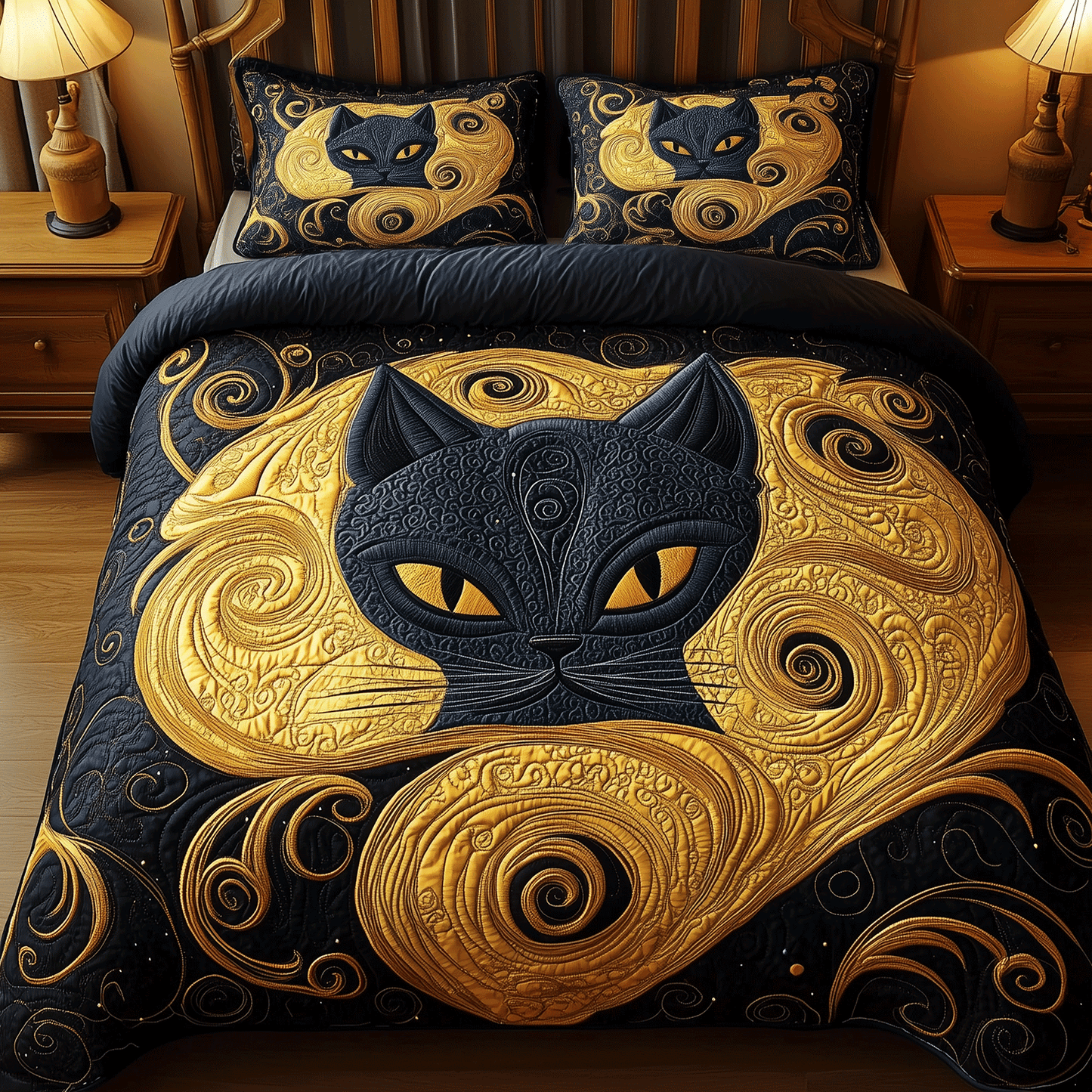 Enchanted Cat Dreams 3-Piece Quilted Bedding Set NCU0TH2242