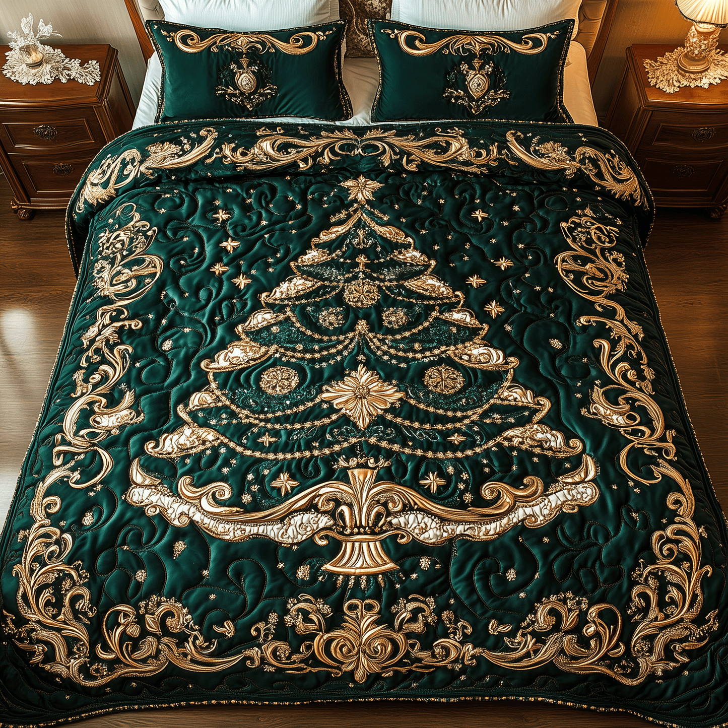 Enchanted Evergreen 3-Piece Quilted Bedding Set NCU0TH2187