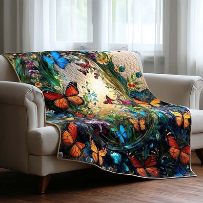 Enchanted Butterfly Forest Quilted Blanket NCU0DQQ0165