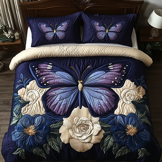 Enchanted Butterfly Night 3-Piece Quilted Bedding Set NCU0PVL034