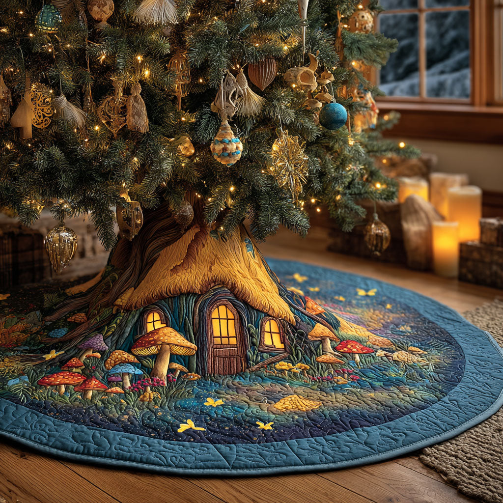 Mushroom Forest Christmas Quilted Tree Skirt NCU0QN072