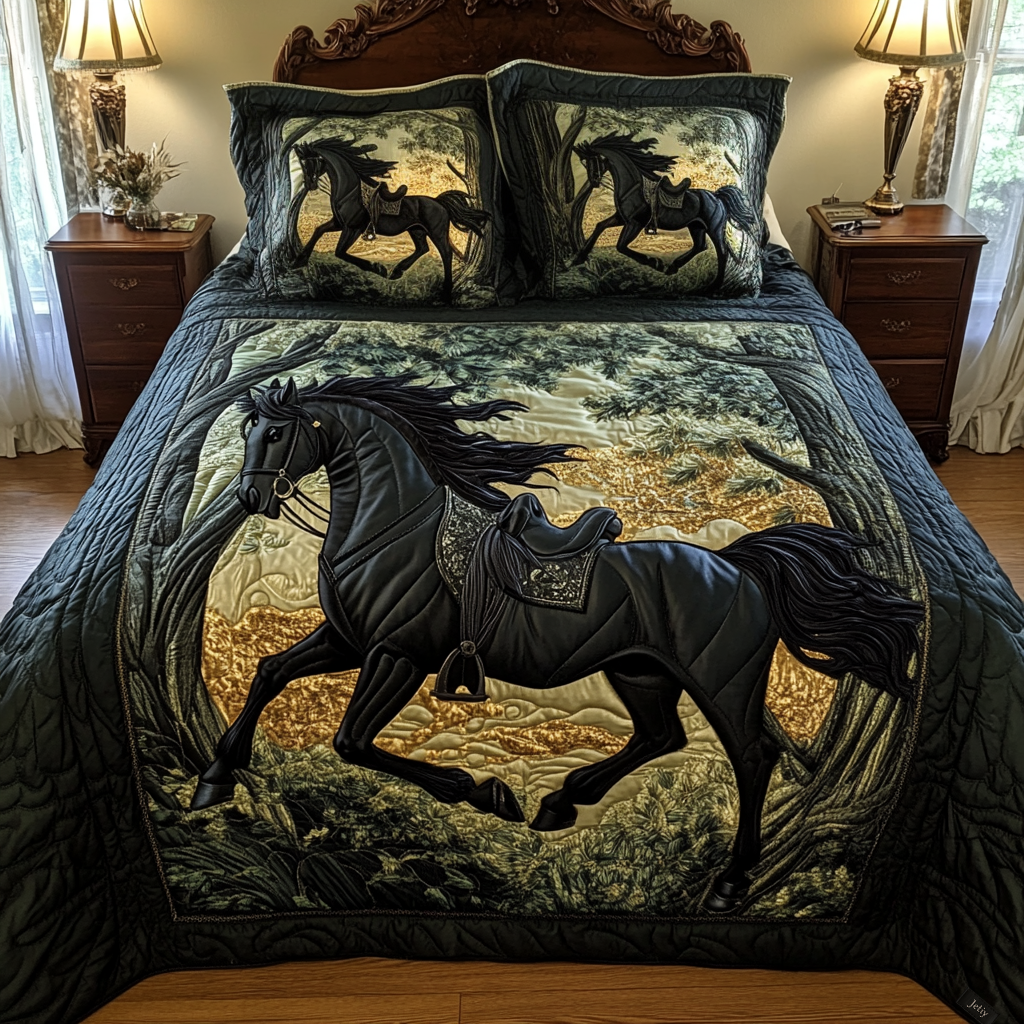 Enchanted Equine 3-Piece Quilted Bedding Set NCU0VH0370