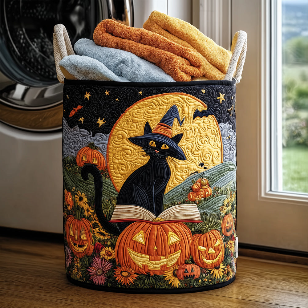 Enchanted Feline Quilted Laundry Basket NCU0TH3060