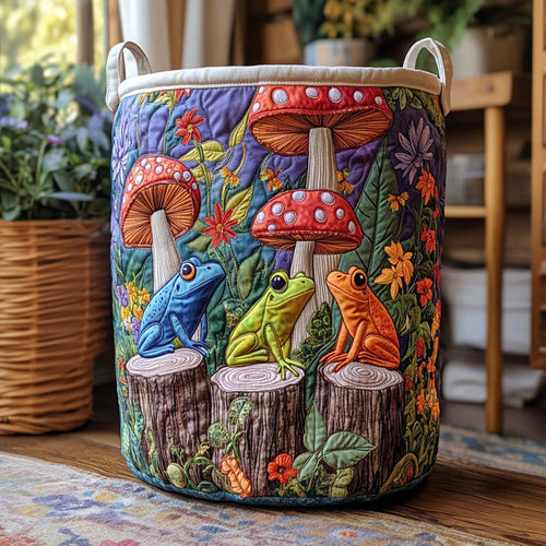 Enchanted Forest Shrooms Quilted Laundry Basket NCU0NXD1053