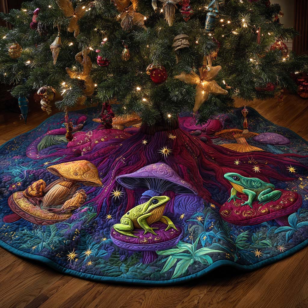 Enchanted Frog Grove Quilted Tree Skirt NCU0NXD1065