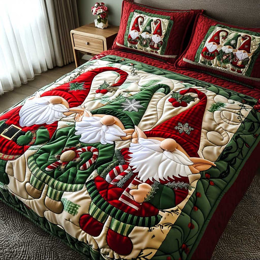 Enchanted Gnome  3-Piece Quilted Bedding Set NCU0HTT111