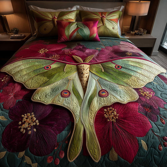 Enchanted Luna Moth 3-Piece Quilted Bedding Set NCU0LDH096