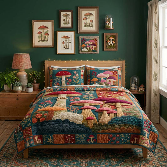 Enchanted Mushroom 3-Piece Quilted Bedding Set NCU0DQQ0682
