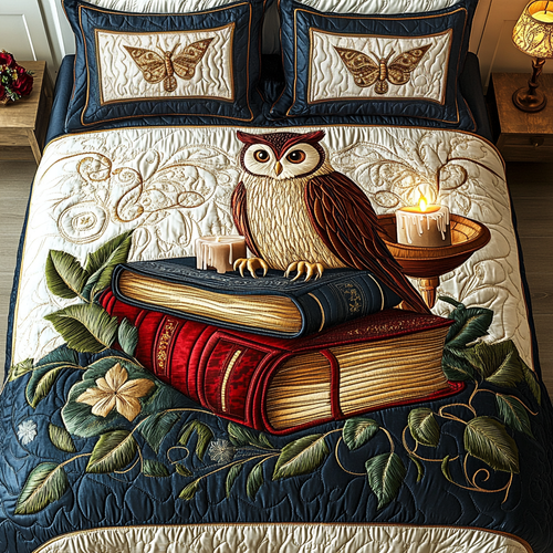 Enchanted Owl Haven 3-Piece Quilted Bedding Set NCU0DDK033