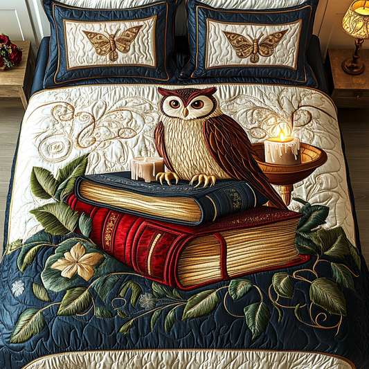 Enchanted Owl Haven 3-Piece Quilted Bedding Set NCU0DDK033