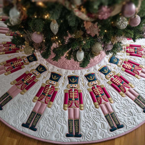 Enchanted Pink Nutcracker Christmas Quilted Tree Skirt NCU0HTT063