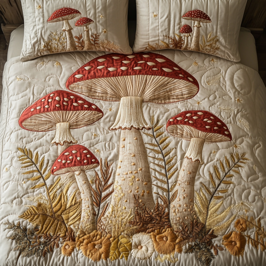 Enchanted Shrooms 3-Piece Quilted Bedding Set NCU0NVH925