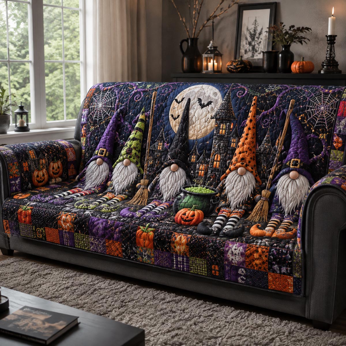 Enchanted Witch Gnomes Quilted Sofa Cover NCU0DV2410