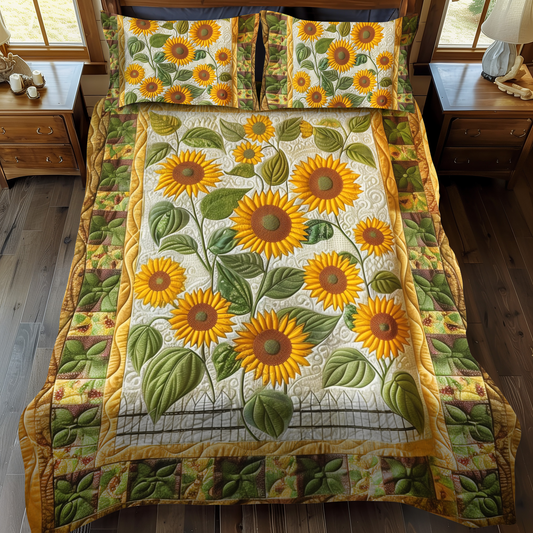 Enchanting Sunflowers 3-Piece Quilted Bedding Set NCU0VL217