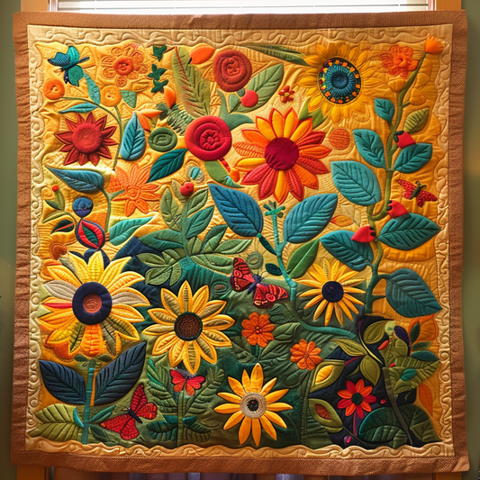 Enchanting Sunflowers Quilted Blanket NCU0VL344