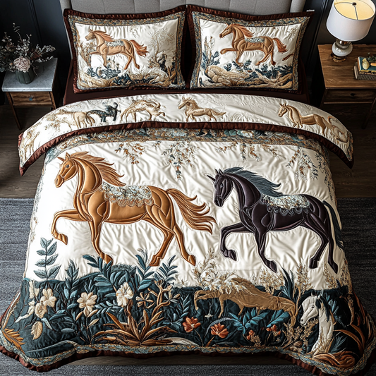 Equine Elegance 3-Piece Quilted Bedding Set NCU0NVH225