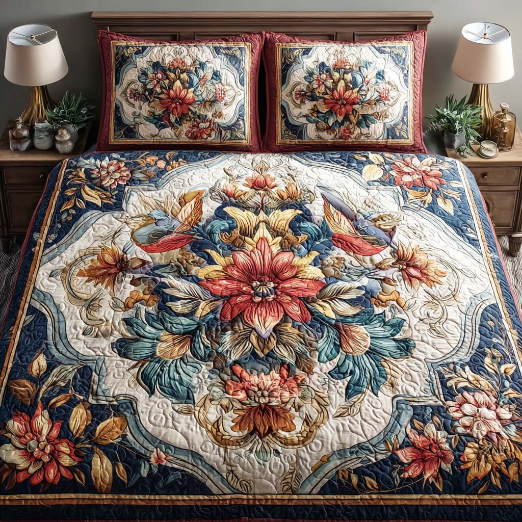 Eternal Bloom 3-Piece Quilted Bedding Set NCU0DQQ0269