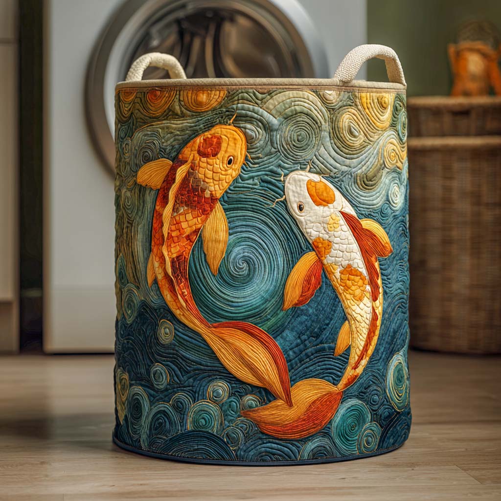 Eternal Flow Koi Quilted Laundry Basket NCU0NXD364