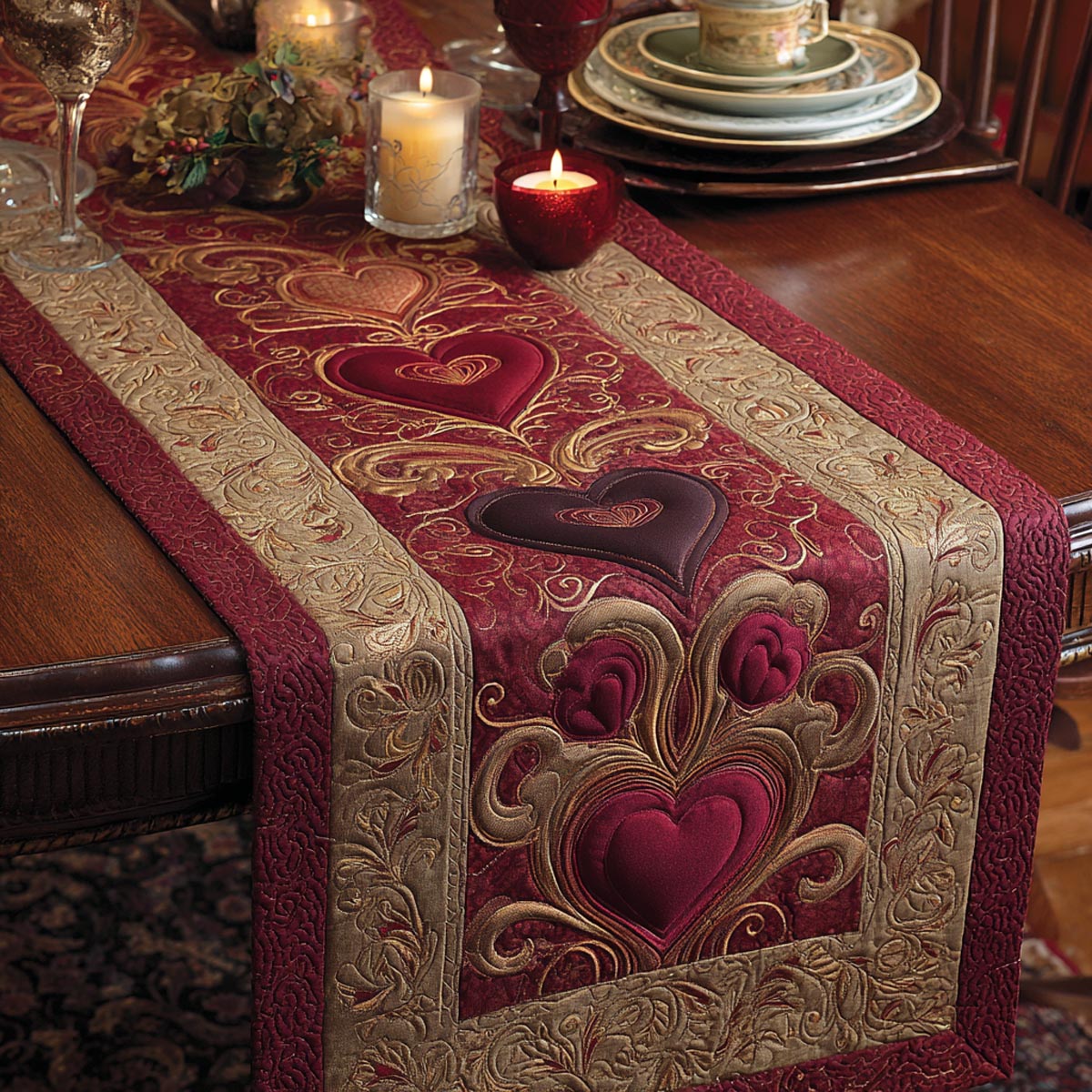 Eternal Love Quilted Table Runner NCU0DV1806