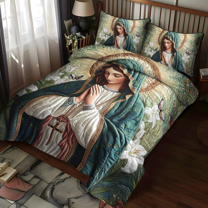 Eternal Purity 3-Piece Quilted Bedding Set NCU0NT1779