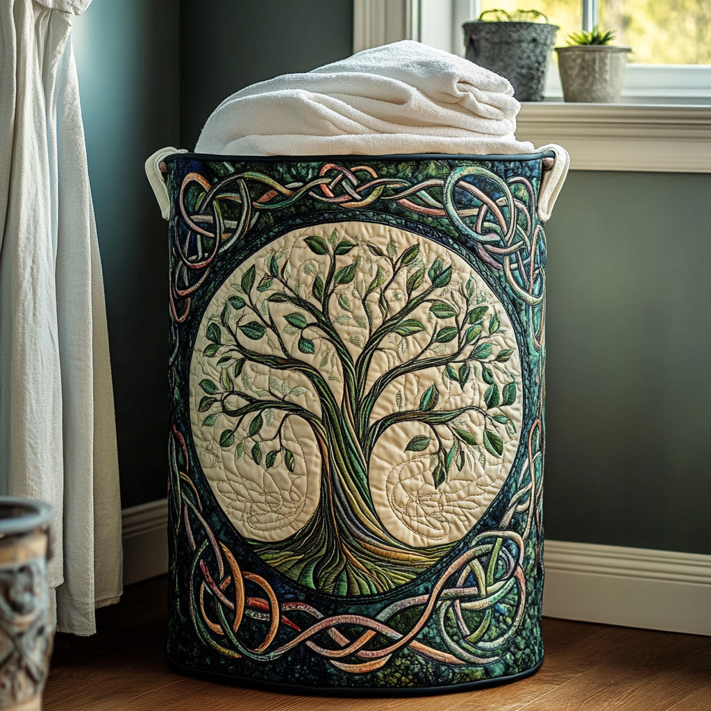 Tree of Life Quilted Laundry Basket NCU0QN023