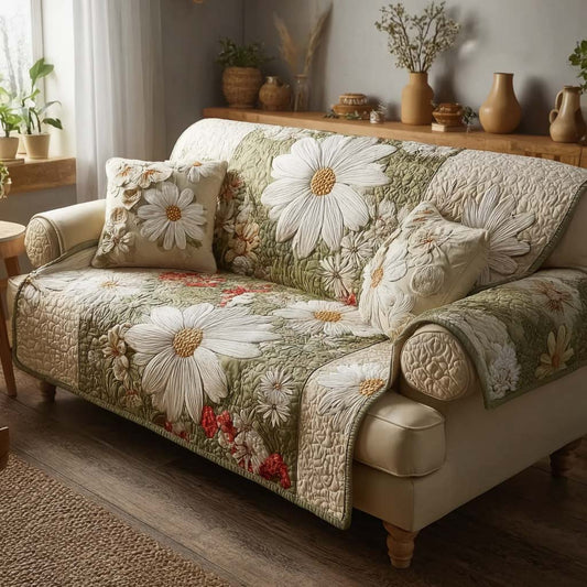 Ethereal Flower Bloom Quilted Sofa Cover NCU0HNH929