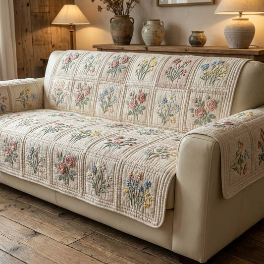 Ethereal Flower Quilted Sofa Cover NCU0HNH907