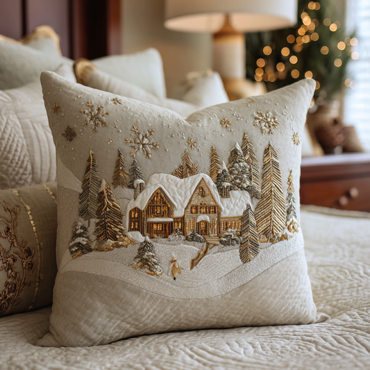 Evergreen Christmas Woods Quilted Pillow Case NCU0DV1456