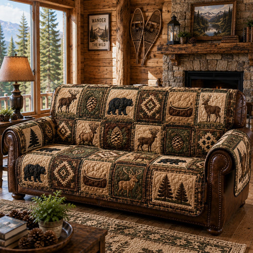Evergreen Antler Grove Quilted Sofa Cover NCU0PVL1068