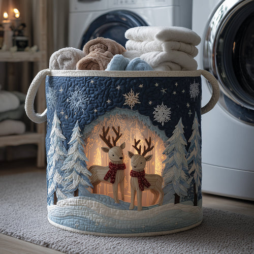 Evergreen Antlers Quilted Laundry Basket NCU0TH3294