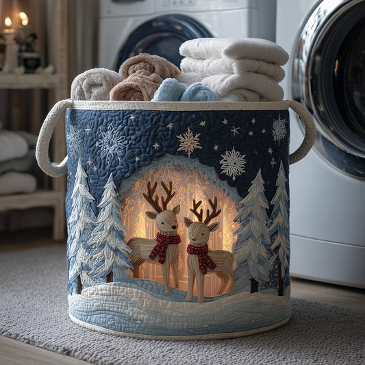 Evergreen Antlers Quilted Laundry Basket NCU0TH3294