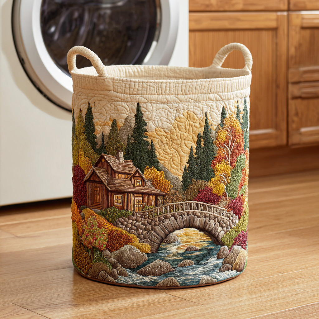 Evergreen Cabin Haven Quilted Laundry Basket NCU0NTD1112