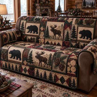 Evergreen Cabin Life Quilted Sofa Cover NCU0PTT3440