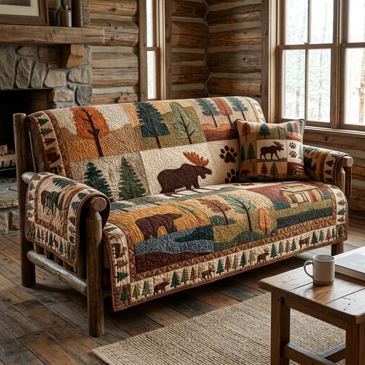 Evergreen Cabin Patch Quilted Sofa Cover NCU0DQQ0744