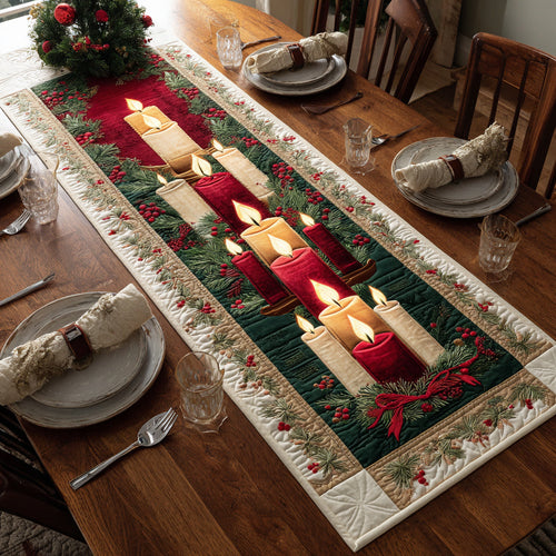 Evergreen Candle Quilted Table Runner NCU0HNH408