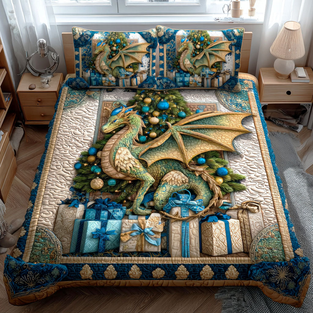 Evergreen Dragon 3-Piece Quilted Bedding Set NCU0NTD544