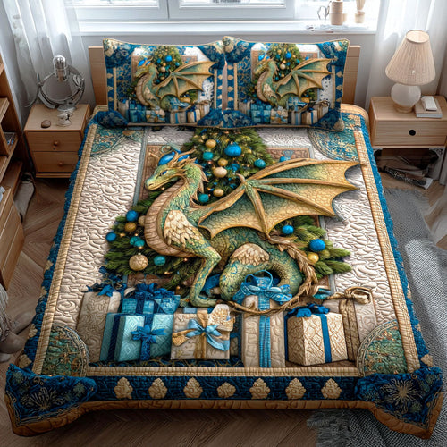 Evergreen Dragon 3-Piece Quilted Bedding Set NCU0NTD544