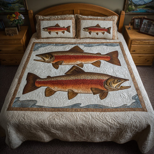 Evergreen Fish Field Quilted Blanket NCU0LDH834