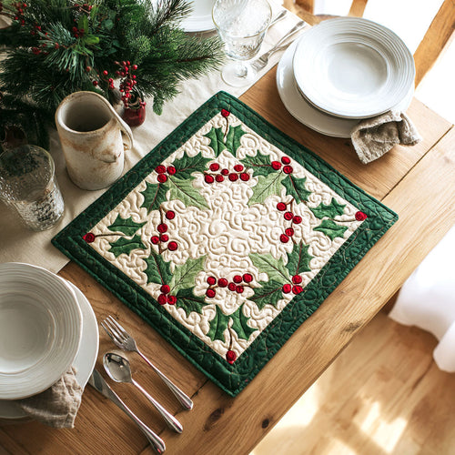Evergreen Garland Quilted Table Topper NCU0NTV139