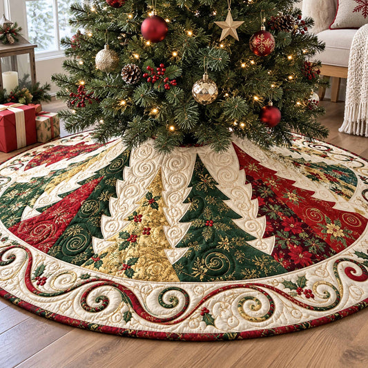 Evergreen Glow Christmas Quilted Tree Skirt NCU0NTD2294