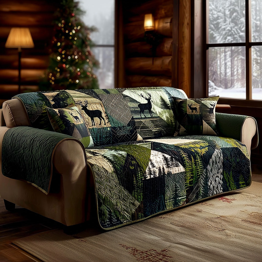 Evergreen Lodge Deer Quilted Sofa Cover NCU0LDH282