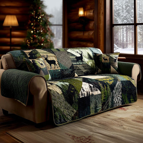 Evergreen Lodge Deer Quilted Sofa Cover NCU0LDH282