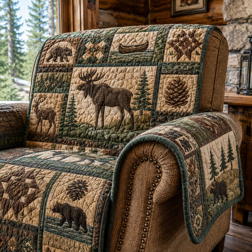Evergreen Moose Thicket Quilted Sofa Cover NCU0PVL1088
